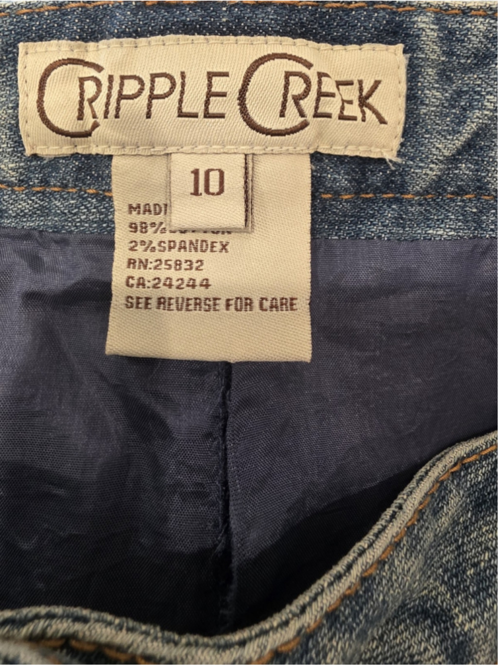 Cripple Creek Denim Western Knee Length Skirt Sz 10 Blue Studded Turquoise Embel - Picture 10 of 10